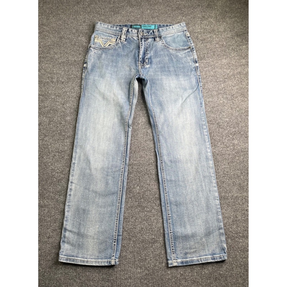 Rock and Roll Denim Revolver Straight Jeans Mens 31x30 Light Blue Slim Straight